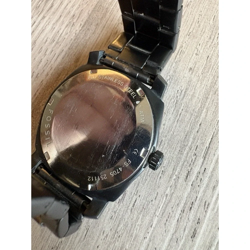 Fossil Men's FS4705 Stainless Steel Analog Grey Dial Watch New Battery See Notes